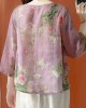 Beautiful Purple Asymmetrical Print cotton blend Blouses Half Sleeve