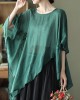 Art Black Asymmetrical Design Embroideried Summer Ramie Shirt Tops Art Black Asymmetrical Design Embroideried Summer Ramie Shirt Tops