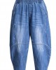 Plus Size Blue Pockets Patchwork lantern Fall Denim Pants Plus Size Blue Pockets Patchwork lantern Fall Denim Pants