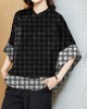 Vintage Black Mandarin Collar Asymmetrical Patchwork Jacquard Silk Shirts Batwing Sleeve Vintage Black Mandarin Collar Asymmetrical Patchwork Jacquard Silk Shirts Batwing Sleeve