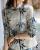 Unique Beige Print Linen Blouses Spring Unique Beige Print Linen Blouses Spring