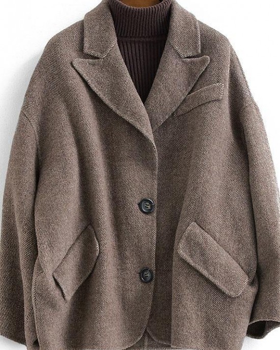 Luxury chocolate wool coat woman trendy plus size Coats Button Down women Notched coats Luxury chocolate wool coat woman trendy plus size Coats Button Down women Notched coats
