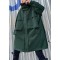 Art stand collar pockets fine clothes For Women army green Knee jackets