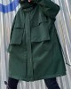 Art stand collar pockets fine clothes For Women army green Knee jackets Art stand collar pockets fine clothes For Women army green Knee jackets