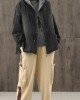 Chic denim black clothes hooded pockets baggy blouse Chic denim black clothes hooded pockets baggy blouse