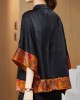 Vintage Black Mandarin Collar Asymmetrical Patchwork Jacquard Silk Shirts Batwing Sleeve Vintage Black Mandarin Collar Asymmetrical Patchwork Jacquard Silk Shirts Batwing Sleeve