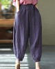 Simple Yellow Retro High Waist Pockets Summer Pants Linen Simple Yellow Retro High Waist Pockets Summer Pants Linen