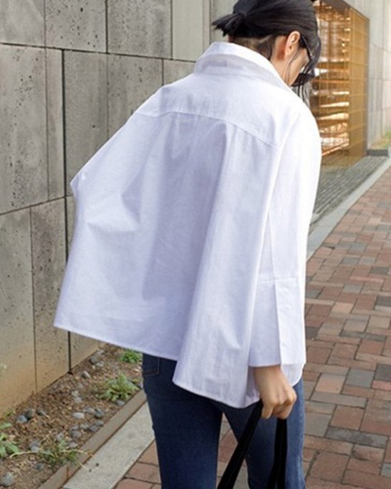 Unique White Peter Pan Collar Button Cotton Shirts Long Sleeve Unique White Peter Pan Collar Button Cotton Shirts Long Sleeve
