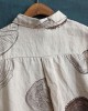 Vintage Beige Peter Pan Collar Print Summer Linen Blouses Half Sleeve Vintage Beige Peter Pan Collar Print Summer Linen Blouses Half Sleeve