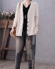 Art Blue V Neck Button Casual Fall Knit Sweater Coat