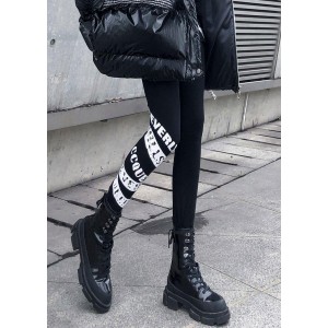 Black leggings female winter large size high waist  nine points feet pants women