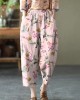 Natural Yellow Elastic Waist Summer Linen Harem Pants Natural Yellow Elastic Waist Summer Linen Harem Pants