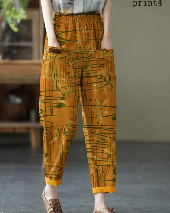 Loose Yellow Loose Casual Summer Pockets Pants Loose Yellow Loose Casual Summer Pockets Pants