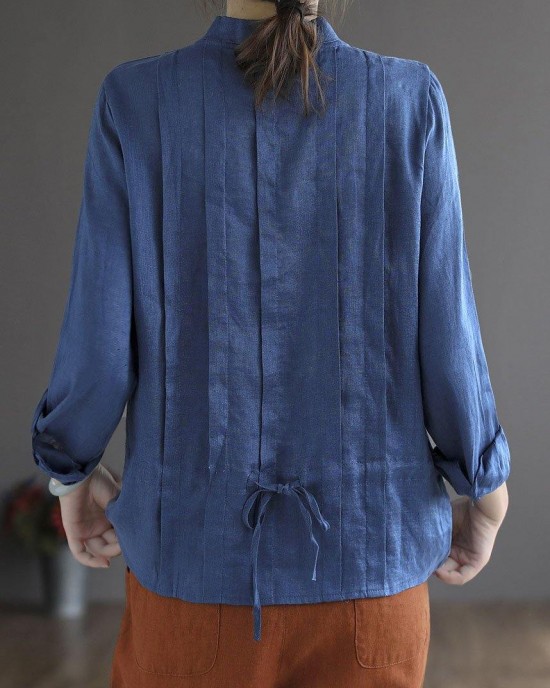 Women Yellow Elegant Button Fall Top Long Sleeve Linen Women Yellow Elegant Button Fall Top Long Sleeve Linen