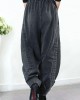 Plus Size Grey Pockets Patchwork Harem Fall Denim Pants