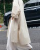 Casual Beige Peter Pan Collar Button Wrinkled Side Open Trench Coats Long Sleeve Casual Beige Peter Pan Collar Button Wrinkled Side Open Trench Coats Long Sleeve