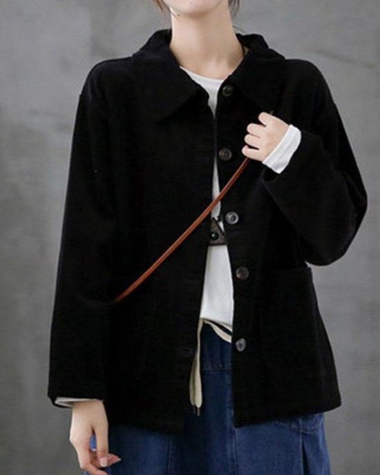 Purple Loose Pockets Shirt Top Long Sleeve Corduroy Coat Purple Loose Pockets Shirt Top Long Sleeve Corduroy Coat