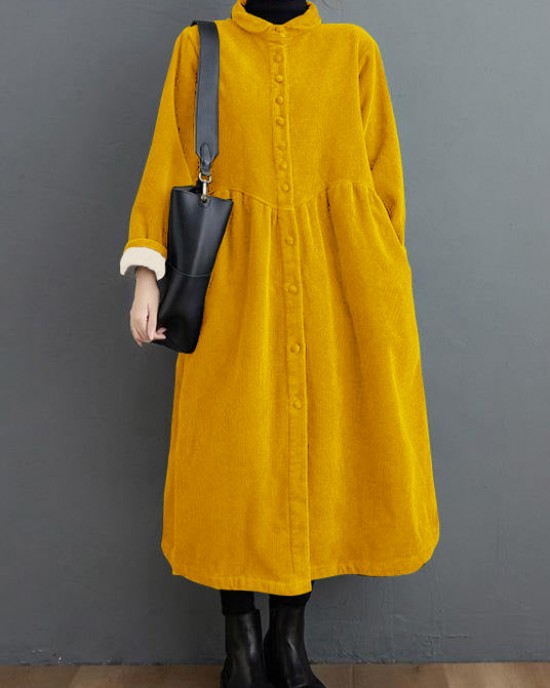 French blackish green corduroy coats Inspiration thick Cinched women coats ( Limited Stock)