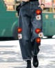 Style Navy High Waist Pockets Harem Casual Fall Denim Pants Style Navy High Waist Pockets Harem Casual Fall Denim Pants
