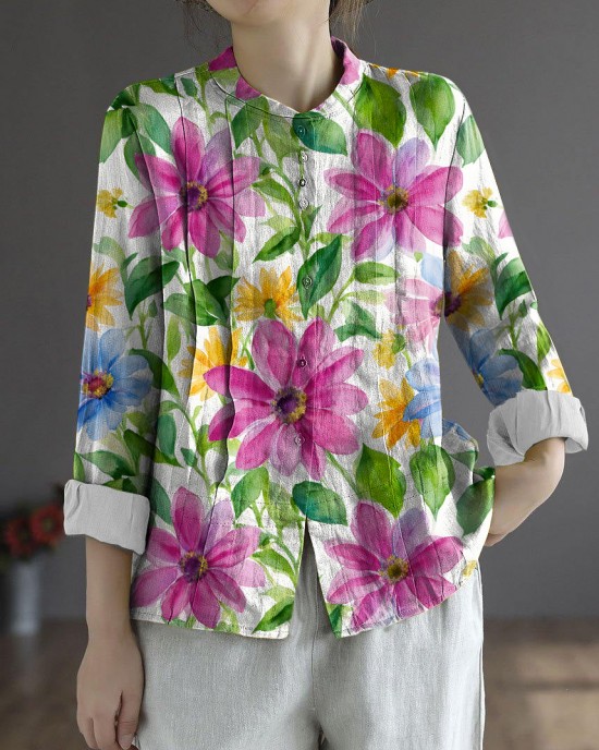 Women Yellow Elegant Button Fall Top Long Sleeve Linen Women Yellow Elegant Button Fall Top Long Sleeve Linen