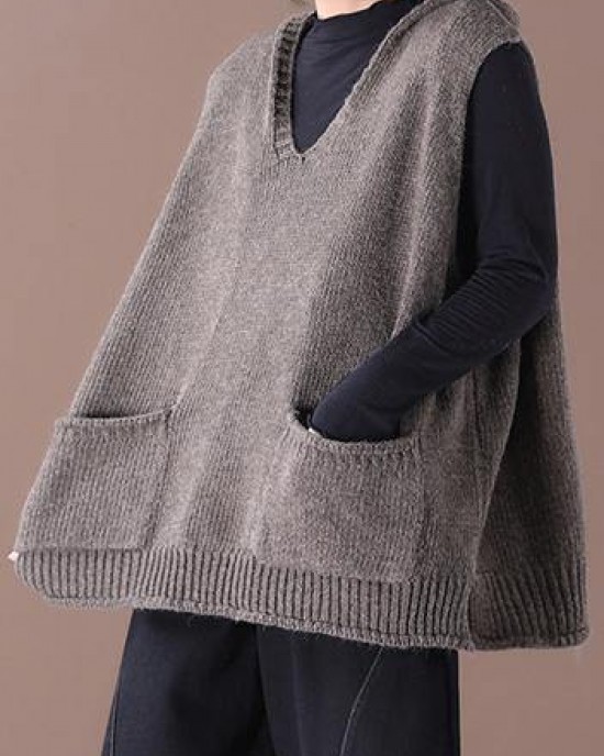 2025 New Loose Large Size Literary Hooded Knit Waistcoat Sweater Coat 2025 New Loose Large Size Literary Hooded Knit Waistcoat Sweater Coat