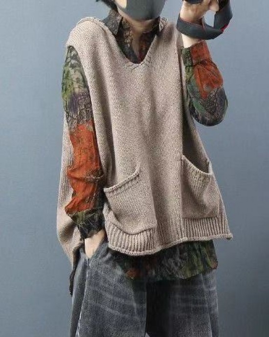 2025 New Loose Large Size Literary Hooded Knit Waistcoat Sweater Coat 2025 New Loose Large Size Literary Hooded Knit Waistcoat Sweater Coat