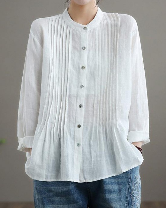 Organic White Linen Shirt Tunics Women Ramie Blouse Organic White Linen Shirt Tunics Women Ramie Blouse