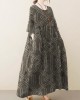 Natural light Yellow O-Neck Pockets Print Summer Sundress Natural light Yellow O-Neck Pockets Print Summer Sundress