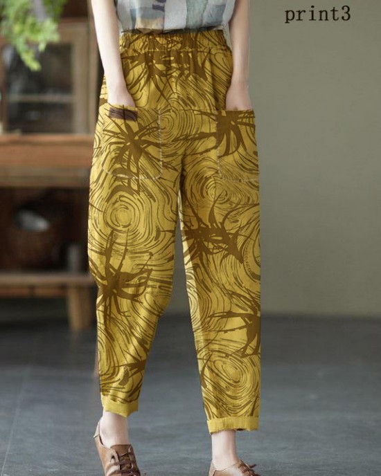 Loose Yellow Loose Casual Summer Pockets Pants Loose Yellow Loose Casual Summer Pockets Pants