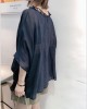 Art Navy Tops Ruffles Trim Half Sleeve Shirts Blouse Plus Size
