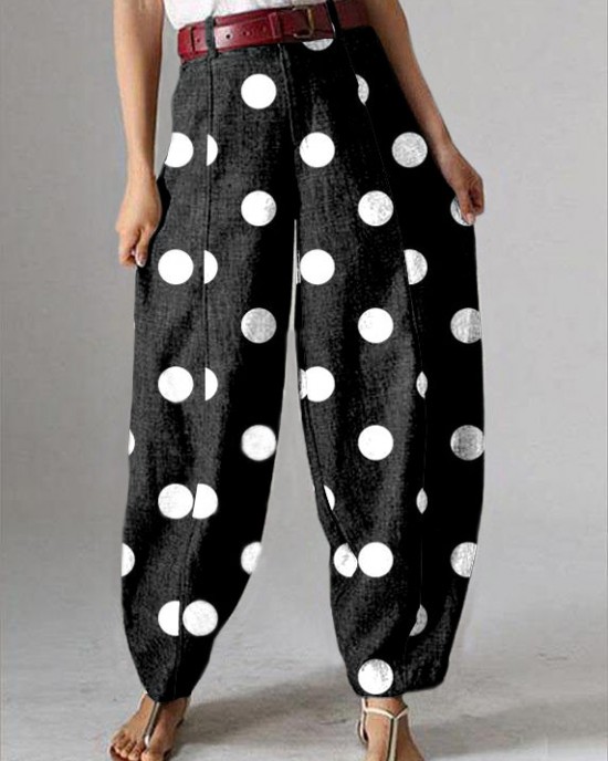 Women High Waist Button Solid Color Harem Pants with Pocket Women High Waist Button Solid Color Harem Pants with Pocket