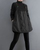 Women Black Knit Patchwork Fine Cotton Filled Sweaters Winter Women Black Knit Patchwork Fine Cotton Filled Sweaters Winter