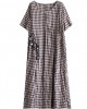 Vivid patchwork linen quilting dresses Runway black plaid Dresses summer Vivid patchwork linen quilting dresses Runway black plaid Dresses summer