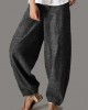 Stylish Chocolate Pockets Cotton Harem Wide Leg Pants Summer Stylish Chocolate Pockets Cotton Harem Wide Leg Pants Summer