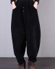 Unique black trousers oversized fall Corduroy pockets Cotton women trousers Unique black trousers oversized fall Corduroy pockets Cotton women trousers