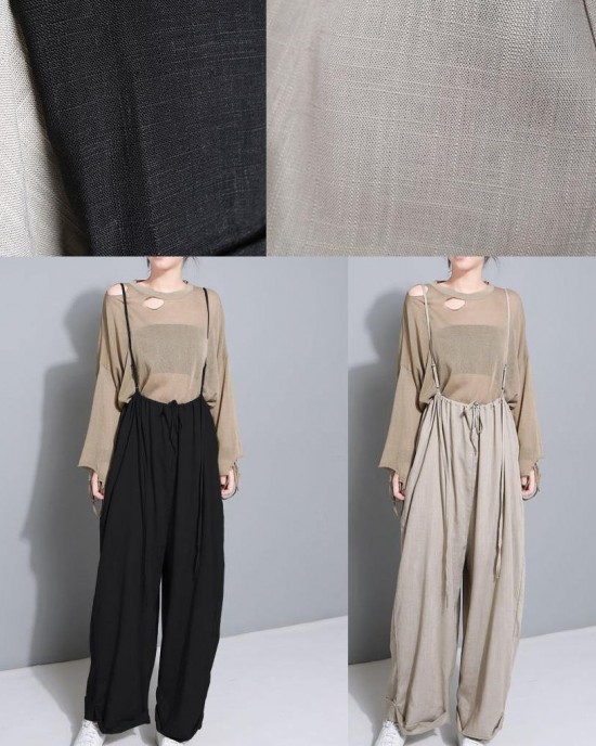 stylish women khaki cotton linen wide leg pants multiple wearing methods pants stylish women khaki cotton linen wide leg pants multiple wearing methods pants