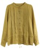 Women Yellow Elegant Button Fall Top Long Sleeve Linen Women Yellow Elegant Button Fall Top Long Sleeve Linen