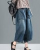 Women Spring Casual Big Pockets Solid Loose Jeans Women Spring Casual Big Pockets Solid Loose Jeans