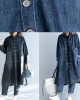 Chic side open Fine coats women denim blue loose jackets fall Chic side open Fine coats women denim blue loose jackets fall