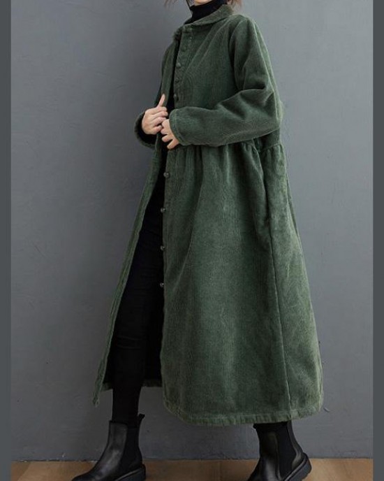 French blackish green corduroy coats Inspiration thick Cinched women coats ( Limited Stock)