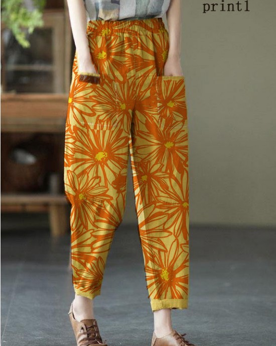 Loose Yellow Loose Casual Summer Pockets Pants Loose Yellow Loose Casual Summer Pockets Pants