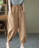 Art Khaki Tie Waist Pockets Summer Harem Pants Linen Art Khaki Tie Waist Pockets Summer Harem Pants Linen