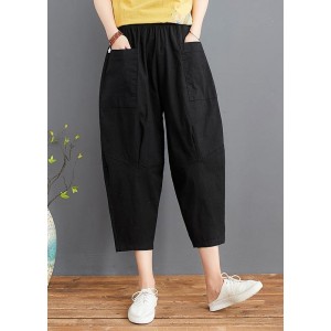 Fine Black Elastic Waist jeans Harem Pants Summer Cotton