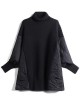 Simple Chocolate Turtleneck Patchwork Loose Fall Knit sweaters Simple Chocolate Turtleneck Patchwork Loose Fall Knit sweaters