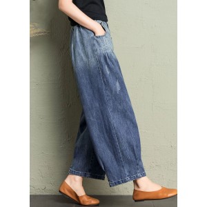 Classy Blue Pockets Loose Harem Fall Denim Pants