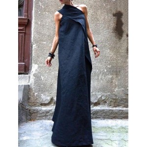 100% navy cotton linen quilting clothes sleeveless patchwork Love Dresses