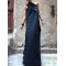 100% navy cotton linen quilting clothes sleeveless patchwork Love Dresses