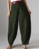 Women High Waist Button Solid Color Harem Pants with Pocket Women High Waist Button Solid Color Harem Pants with Pocket