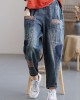 Women Blue Pockets Patchwork Casual Fall Denim Pants Women Blue Pockets Patchwork Casual Fall Denim Pants