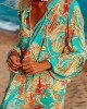 Women Green Oversized Print Cotton Loose Beach Dresses Long Sleeve Women Green Oversized Print Cotton Loose Beach Dresses Long Sleeve